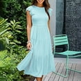 thumbnail image 2 of XUNKUSGA Summer Dresses for Women 2025 Ruffle Tiered Midi Dresses A Line Smocked Sundress Crew Neck Boho Dresses Spring Going Out S-XXL, 2 of 7