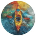 thumbnail image 3 of Colorful Kayaks Glide Across The Lake Washable Round Rug -Circle Area Rugs for Nursery Bedroom, Vintage Non Slip Non Shedding Low Pile Carpet for Living Room Coffee Table Entryway, 3 of 6