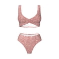 thumbnail image 4 of Rocae Rose Gold Glitter for Bikini Set for Women Two Piece Sexy High Swimsuits Split Crossover Bikini Small, 4 of 9