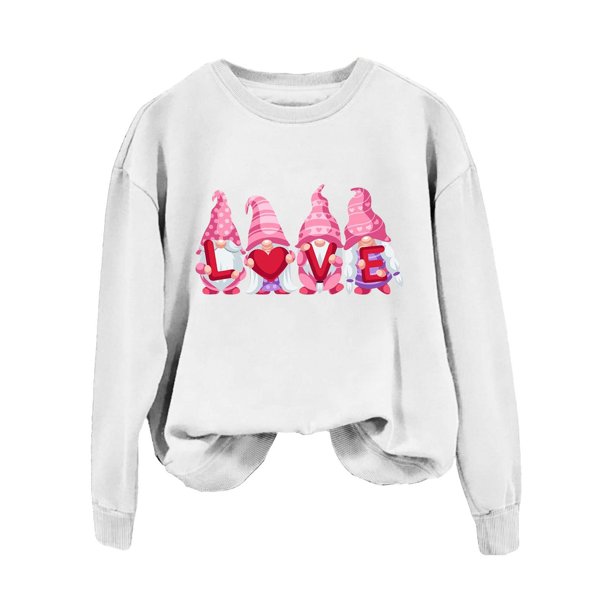 Gibobby Sudadera con forro polar Mujer Sudadera con capucha de manga larga con estampado de para el día de San Valentín informal a la moda para mujer (Blanco, XXL)