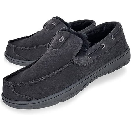 

Clarks Grey Suede Venetian Moccasin Faux Fur Lining Indoor Outdoor Slippers (Grey 9)