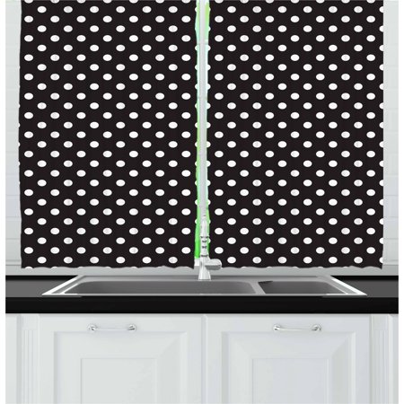 Black And White Panels Black and White Curtains 2 Panels Set, Classical Pattern of White Polka Dots on Black Traditional Vintage Design, Window Drapes for Living Room Bedroom, 55W X 39L Inches, Black White, by Ambesonne ()