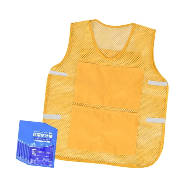 Chaleco de enfriamiento Chaleco de enfriamiento de hielo ajustable portátil para ciclismo Trabajo en climas cálidos Amarillo
