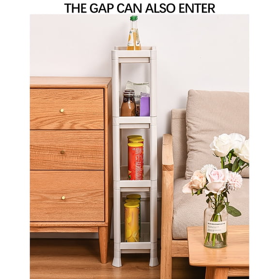 XiYing Multi-Layer Floor-Standing Storage Rack | Slim Bathroom Kitchen Organizer Rack | Mobile Utility Shelf for Vegetable Cosmetics & Pantry | Space-Saving Plastic Storage Tower for Tight Areas