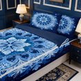 thumbnail image 3 of Erosebridal Snowflake Mandala Zipper Twin Comforter Sets with Fitted Sheet and 2 Pillowcases,Deep Blue Crystal Zipper Bedding Set,Navy Blue Reversible,4-Piece, 3 of 7