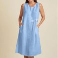 thumbnail image 2 of Vestido de Verano para las Mujeres Playa, Moda Vacaciones Color Sólido sin Mangas Hueco Fuera de la Fiesta Midi para Casual, 2 of 9
