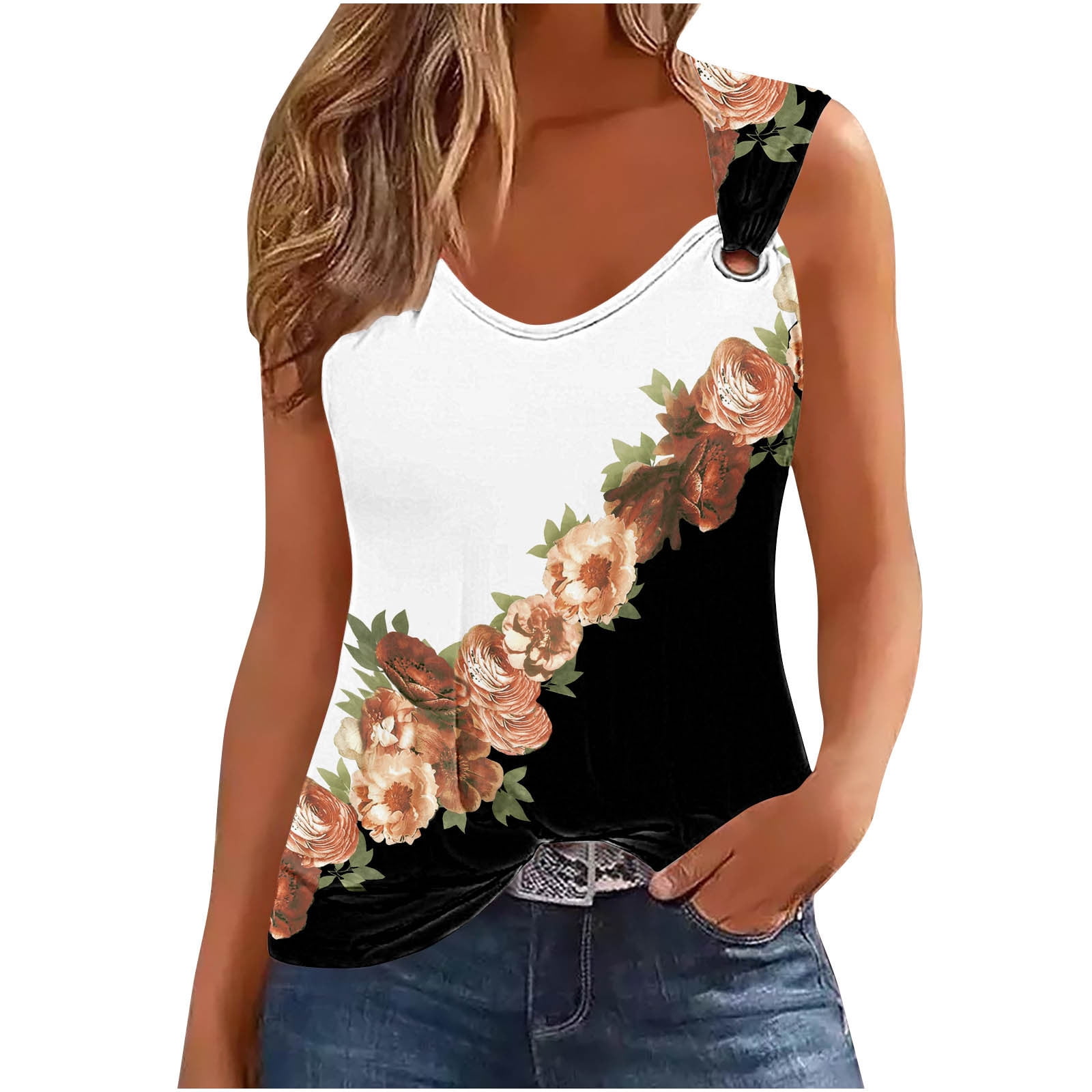 YZYIZHI Women's Crochet Floral Sleeveless Tank Top - Boho Hollow Out Crop Cami - View #11