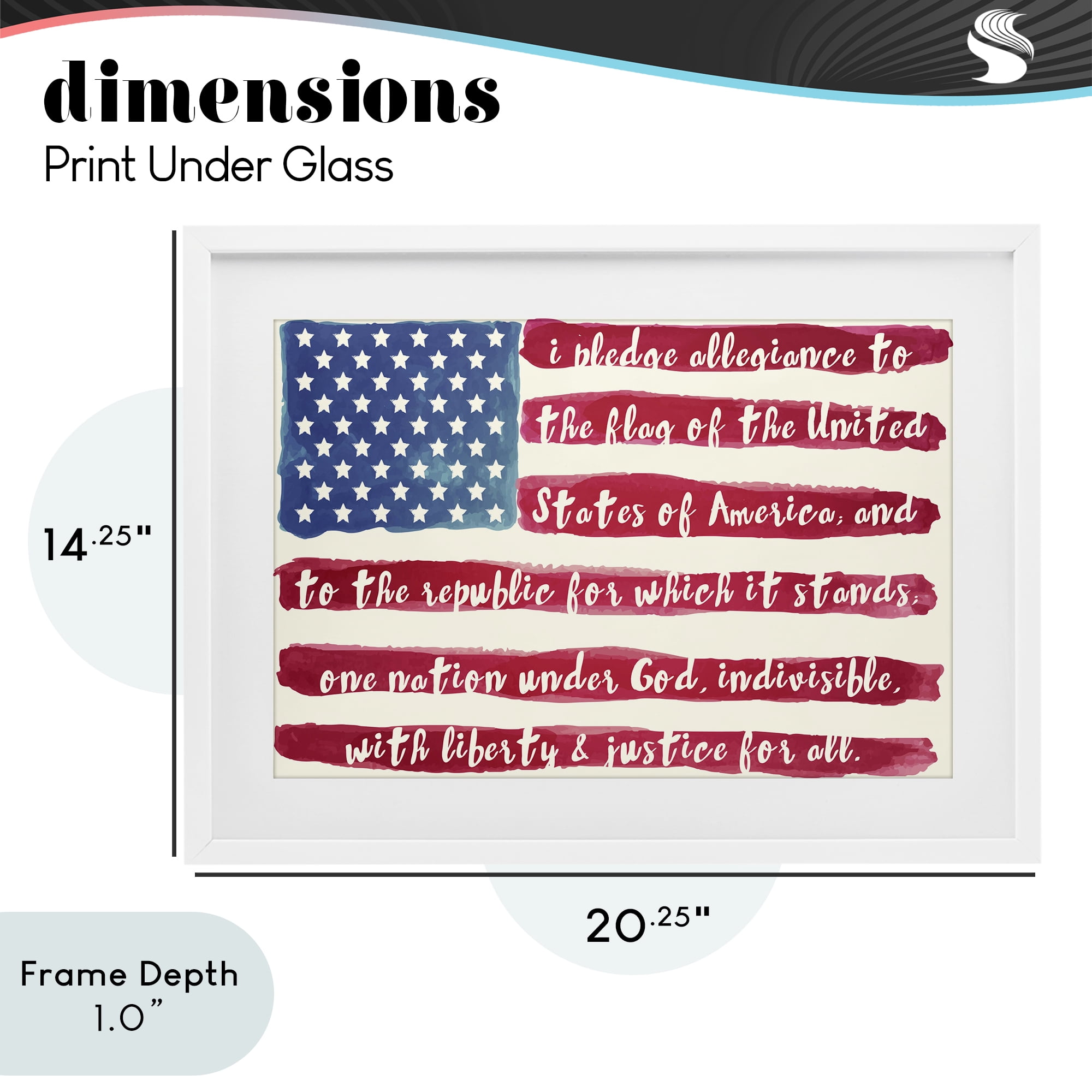 Stupell Industries Pledge Of Allegiance Flag Stripes White Framed Print Under Glass, design by Sophie 6