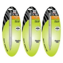 3 - Zebra F-701 Ballpoint Pens, Stainless Steel with Knurled Grip, Pk of 3 Pens