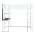 thumbnail image 4 of Metal Loft Bed Frame with Desk, 2 Shelves & Schedule Board, Twin Size Loft Bed with Safety Guardrails and 2 Ladders, Multifunctional Space-Saving Loft Bed, No Noise, No Spring Box Needed, White, 4 of 7