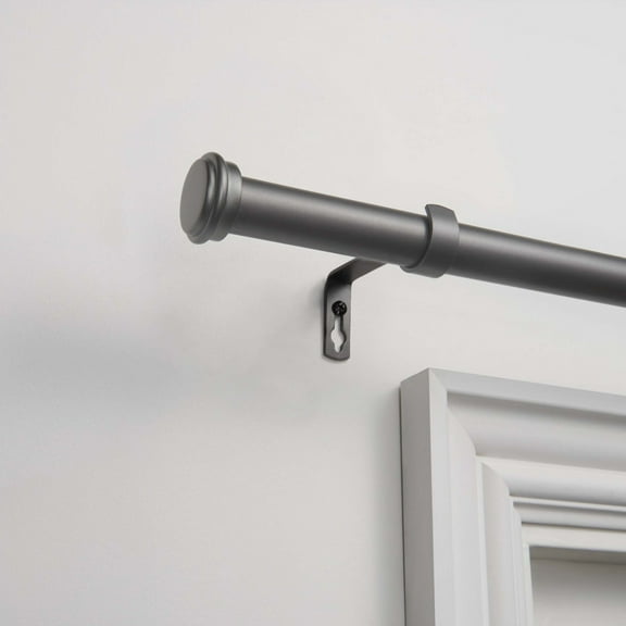 EXCLUSIVE HOME Topper 1" Curtain Rod and Coordinating Finial Set, Gunmetal, Adjustable 66"-120"
