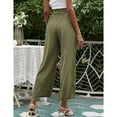 thumbnail image 3 of Eashery Women's Casual Linen Pants Light Baggy Jogger Relaxed Drawstring Elastic Waist Long Straight Pants Womens Jogger Pants (Solid Color,GN3,S), 3 of 5