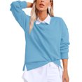 thumbnail image 6 of Annhoo Oversized Sweatshirt for Women Fall Baggy Solid Long Sleeve Crewneck Tops Ladies Side Slit Pullover Shirts, 6 of 9