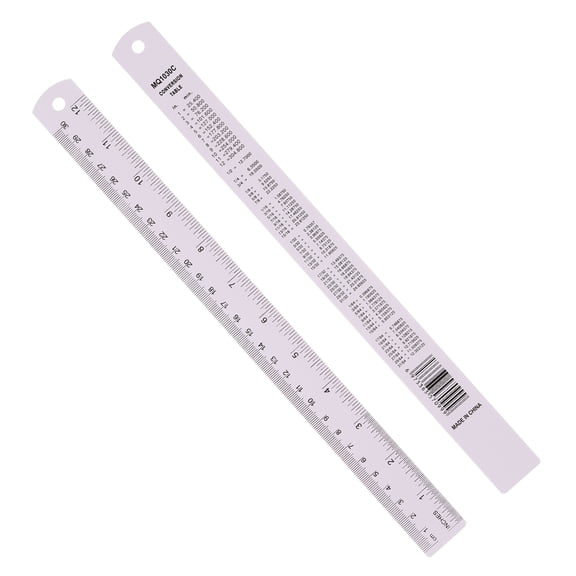 Uxcell 30cm/12" Metal Ruler, 2 Pack Aluminum Alloy Rulers with Centimeters, Millimeters, Inches and Conversion Table Straight Edge Ruler for Writing Machinist Drafting, Purple