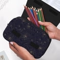 thumbnail image 6 of Rateoe Copper-Gold Gloss Outline Chrysanthemum Pattern Double Clamshell Pen Case, Storage Organizer with Two Zipper Compartments– Holds Up to 50 Pencils & Pens, 6 of 7