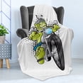 thumbnail image 4 of Motorcycle Soft Flannel Fleece Blanket, Wild and Dangerous Looking Troll Animalistic and Extreme Creature, Cozy Plush for Indoor and Outdoor Use, 50" x 70", Charcoal Grey and Green, by Ambesonne, 4 of 5