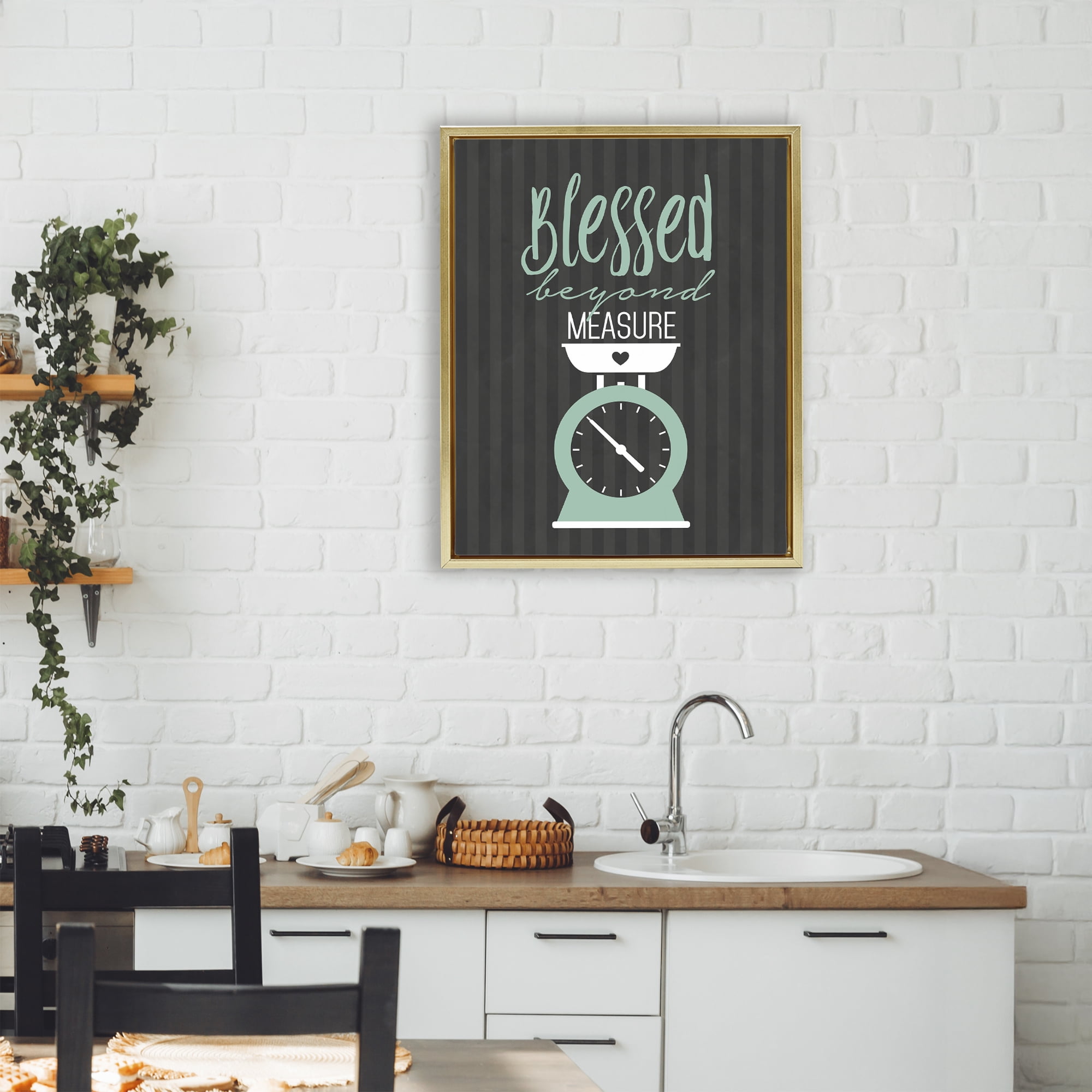 Blessed Beyond Measure Scale Gold Framed Floater Canvas Wall Art, design by Lettered and Lined