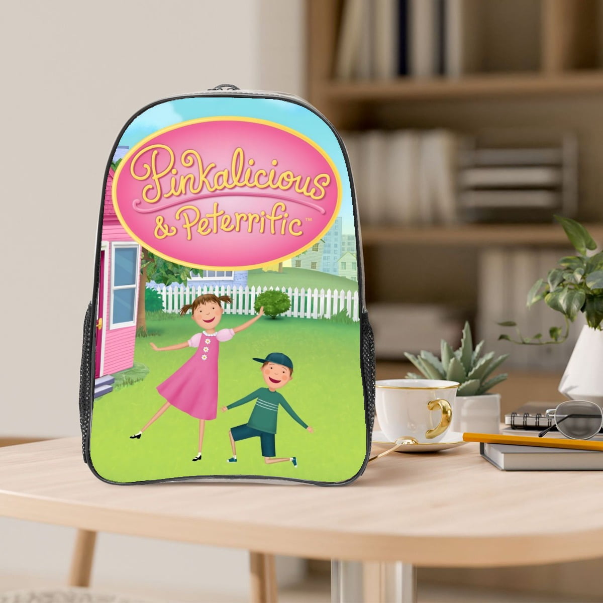 Pinkalicious and Peterrific-theme Clear Backpack Heavy Duty Transparent Bag See Through Bookbag for Work, Sport, College, Travel12.2“X16.9"(31X43cm)