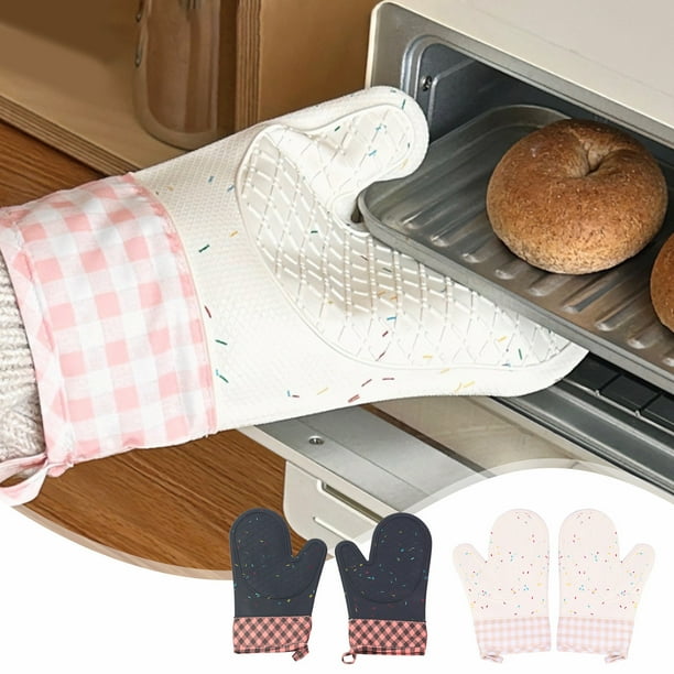 Guantes de horno aislantes | Guante largo resistente al calor para cocina | Silicona engrosada 28x18cm | Guante de repostería duradero | Rosa | Agarre antideslizante | Protección hasta 160°F