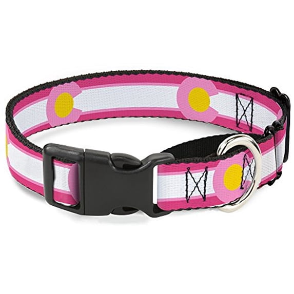Buckle-Down MGC-W35528-L Colorado Flags7 Repeat Pinks White Light Pink Yellow Martingale Dog Collar