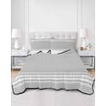 thumbnail image 3 of Grey Striped Summer Quilt Set Twin XL Size,Soft Quilted Bedding Set with 2 Pillow Shams,Luxurious White Stripes Modern Abstract Art Lightweight All Season Bedspread Coverlet for Bedroom 68"x98", 3 of 6