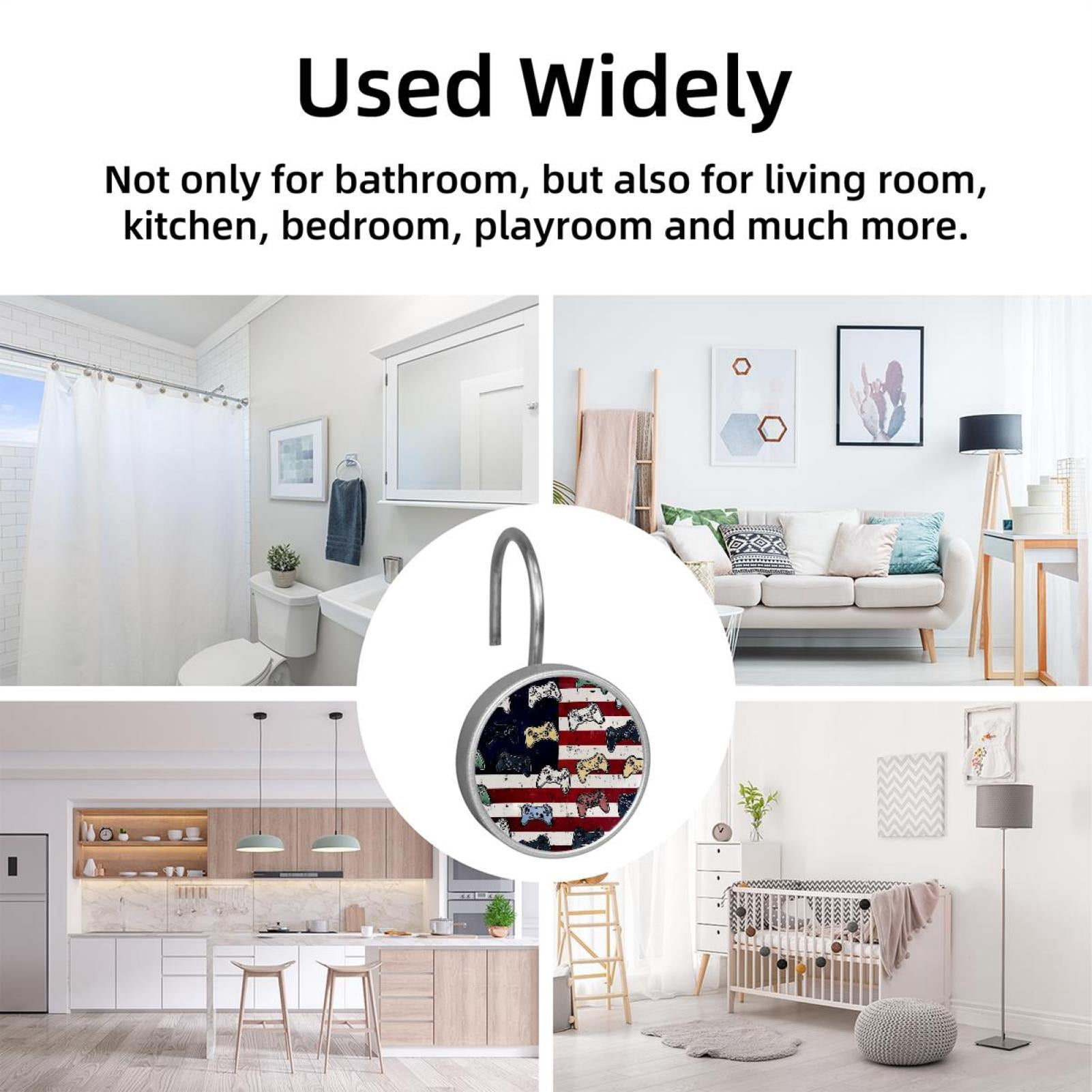 HemaKayy 12 Pcs Shower Curtain Hooks Bathroom Decorative Accessories Video Game Controller