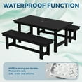 thumbnail image 5 of JUSTLET 3 Pieces Patio Furniture Set, HDPE Outdoor Dining Table Set with 2 Benches, Durable and Weather-Resistant for Patio, Garden and Balcony Use, Black, 5 of 8