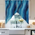 thumbnail image 4 of Blue and Gold Marble Swag Valances for Windows 2 Pack Modern Abstract Ocean Blue Gradient Swag Kitchen Curtains 36 Inches Long Rod Pocket Short Window Treatment for Kitchen Bathroom 36"x36", 4 of 8
