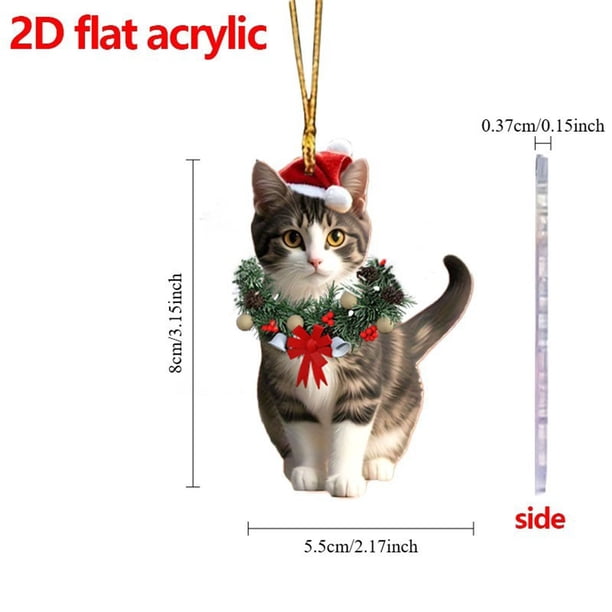 Guirnalda Navideña Estilo Gatos Acrílico Plano 2D Colgante Decorativo