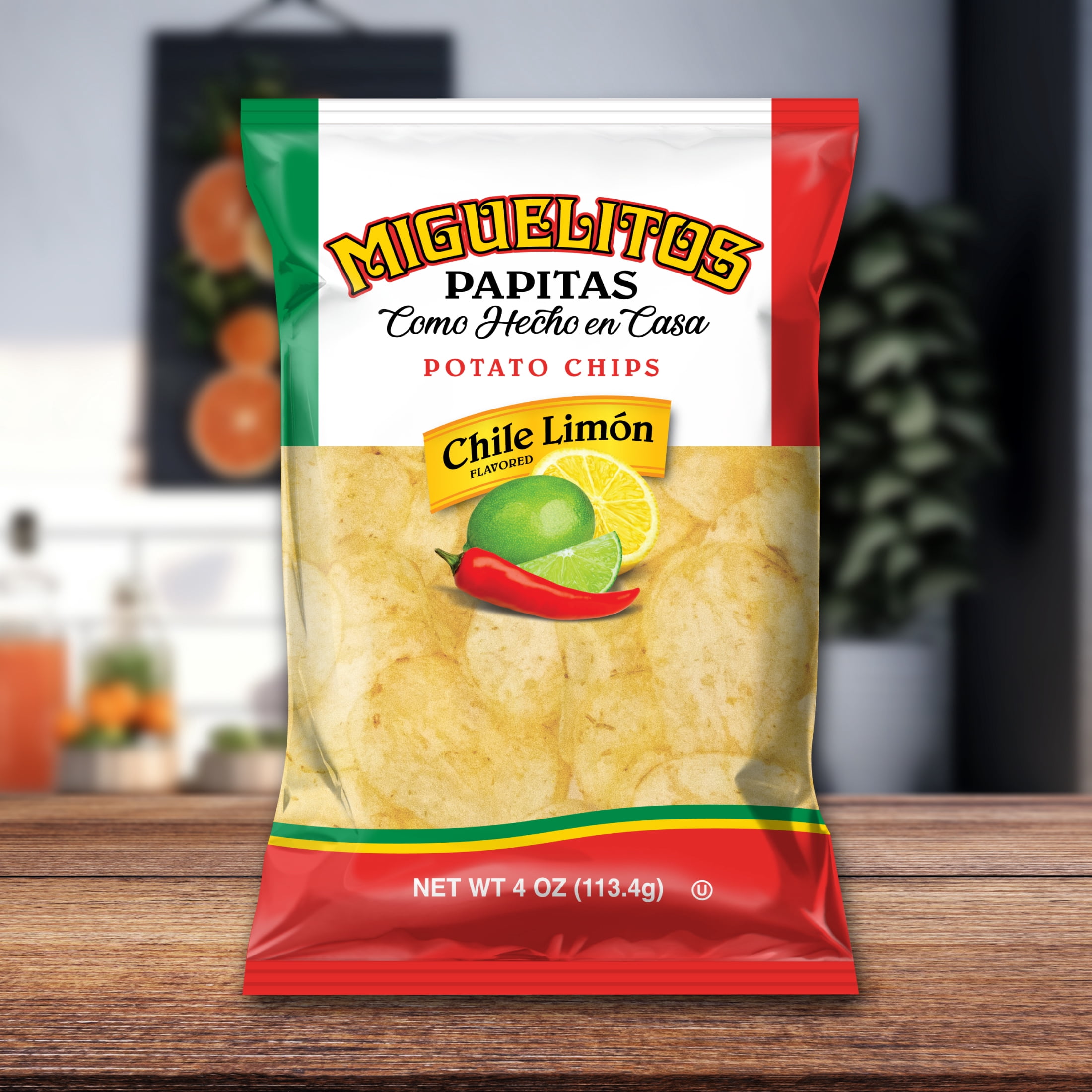 (4 pack) Miguelitos Chile Limon Potato Chips, Gluten-Free, 4 oz Bag
