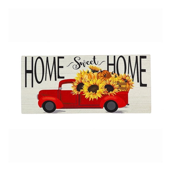 Evergreen Harvest Red Truck Sassafras Indoor Outdoor Switch Doormat 1'10"x10" Off-White