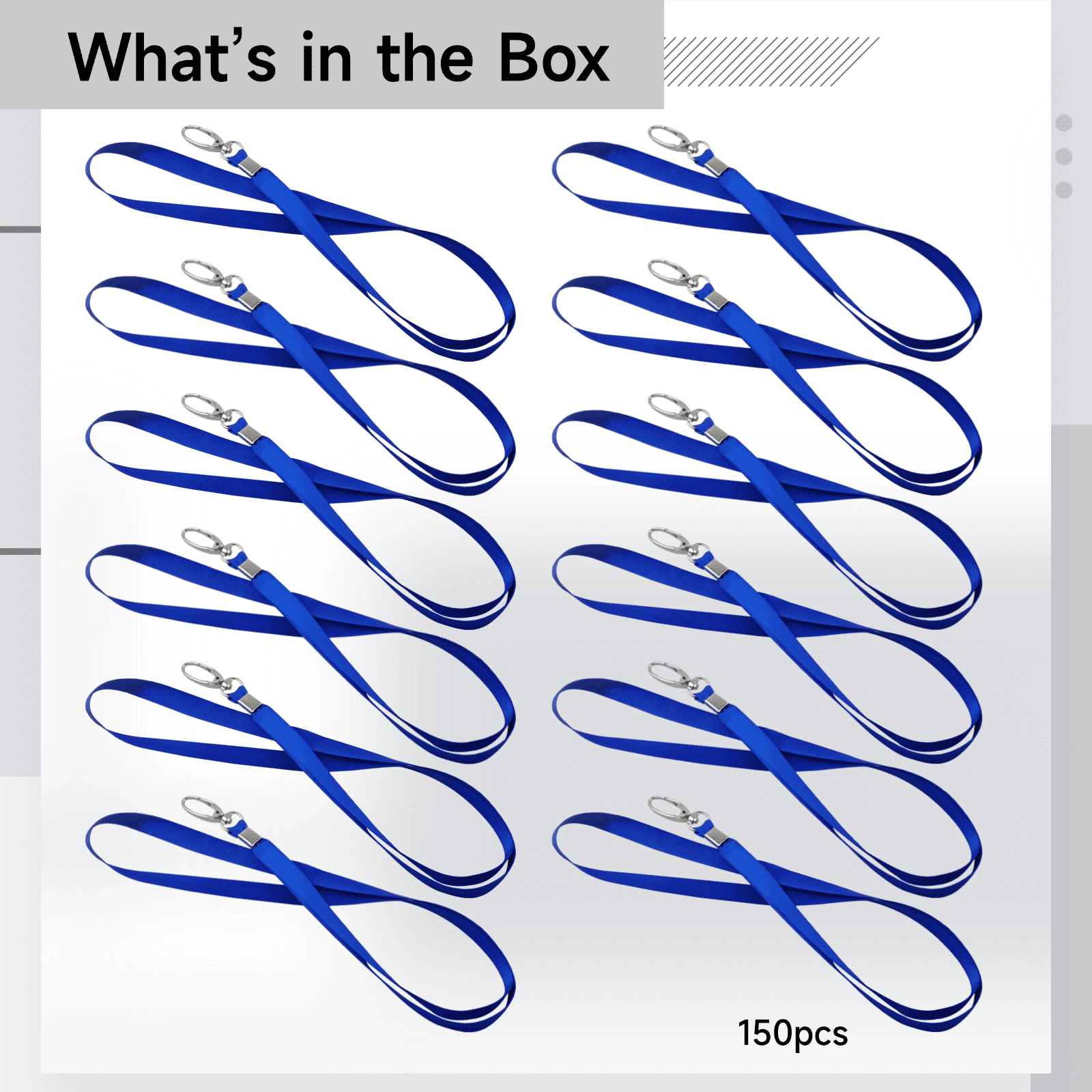 150 Pcs Blue Lanyards For ID Badges, 17.7 in / 45 cm Polyester Necklace Lanyard Bulk with Swivel Hook, 1.0 cm / 0.4 in Lightweight Badge Lanyard for Office, School, Trade Show