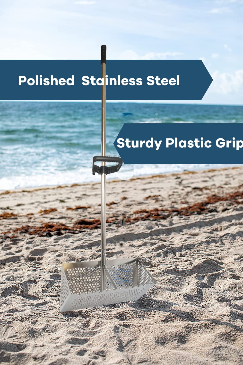 Sand Fleas Rake for Beach,Detachable 47 Inches Long  Handle,Collapsible Shark Tooth Sifter for Beach,Sand Crab Catcher with  Foldable Pail,Beach mesh Shovel,Beach Shovel,Claw Rake,Gloves : Patio, Lawn  & Garden