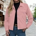 thumbnail image 2 of GEWSEY Women's Fashion Cropped Shacket Button Down Corduroy Shacket Jackets Casual Plaid Long Sleeve Crop Jackets Tops (Pink, S), 2 of 8