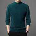thumbnail image 3 of gbyLJF Men's Knitted Base Layer Shirt Round Neck Solid Color Long Sleeve Pullover Top Regular Fit Semi-turtleneck Sweater, 3 of 4