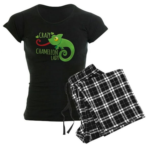 CafePress - Crazy Chameleon Lady Pajamas - Women's Dark Pajamas