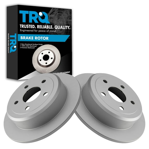 TRQ Rear Brake Rotors Set Solid Premium G-Coated Fits Select 2007-2017 Jeep Wrangler 2018 Wrangler JK