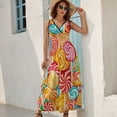 thumbnail image 5 of Candy Pattern Rainbow Lollipop Dress Fashion Boho Beach Long Dresses Female Party Printed Maxi Dress, 5 of 9