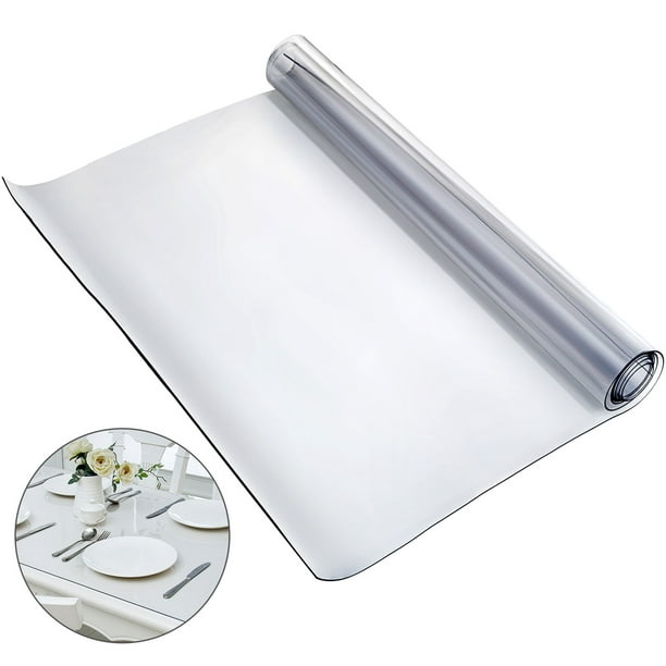 VEVOR 96 x 46 Inch Clear Table Cover Protector, 2mm Thick Clear Desk  Protector Table Pads, Plastic Tablecloth Table Protector for Dining Room  Table