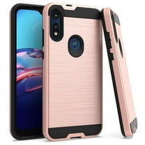 Motorola Moto E (2020) Phone Case 2 in 1 Hybrid Impact Armor Hard PC & TPU Silicone Rubber Heavy Duty Rugged Bumper Shockproof [Military-Grade] Frame Protective Rose Gold Cover for MOTOROLA Moto E