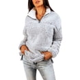 thumbnail image 4 of Asyoly Womens Winter Sherpa Fleece Pullover Quarter Zip Sweatshirt Cozy Warm Tops, 4 of 6
