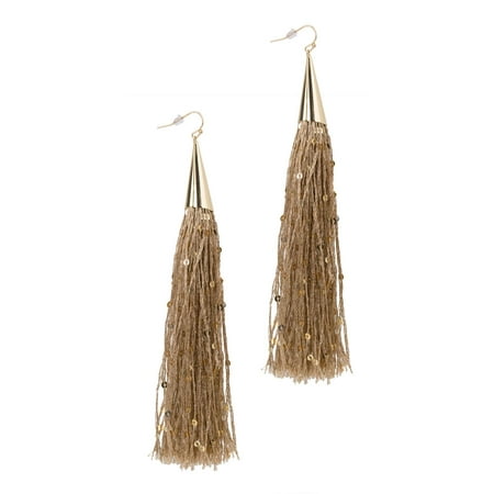 Gold Tassel Earring with Fish Hook Back