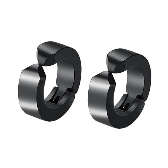 Yoursfs Titanium Steel Clip on Earrings Men and Women Round Small Non-Pierced Earrings Black Fashionable Jewelry Gift