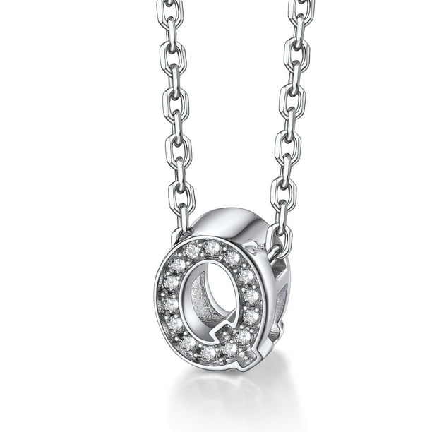 Collar Silvora Mujer♥ Plata Esterlina Inicial con Circonita Cúbica Letra Q Colgante para Niñas Adolescentes