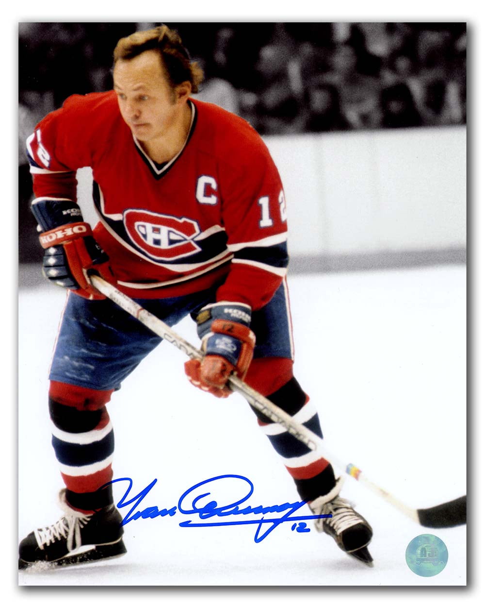 Yvan Cournoyer Montreal Canadiens Autographed Captain Spotlight 8x10 Photo 