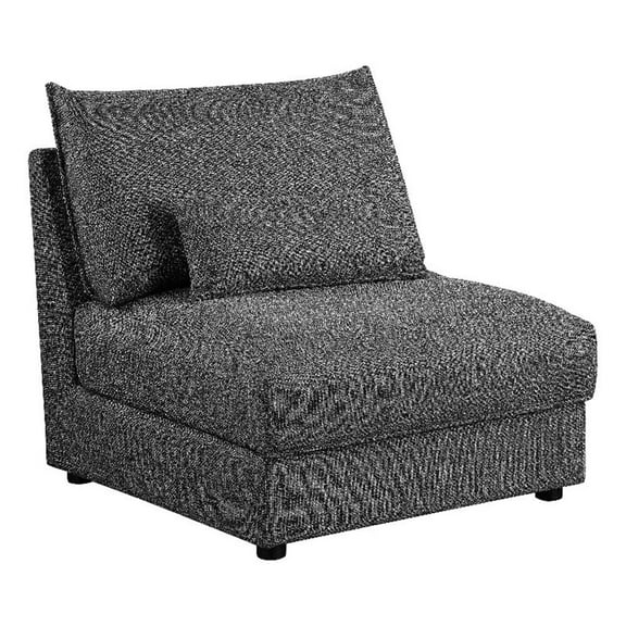 Pemberly Row Fabric Upholstered Armless Chair in Barely Black