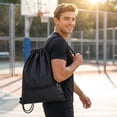 thumbnail image 6 of Drawstring Backpack With Front Zipper Pocket, Large Capacity Oxford Cloth Sports Sack Bag for Gym, Basketball, Travel, Outdoor Carry, 6 of 6
