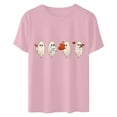 thumbnail image 4 of Cadeau de Saint-Valentin pour Femmes, T-shirt Décontracté à Manches Courtes et Col Rond avec Imprimé Arbre de Noël, 4 of 6