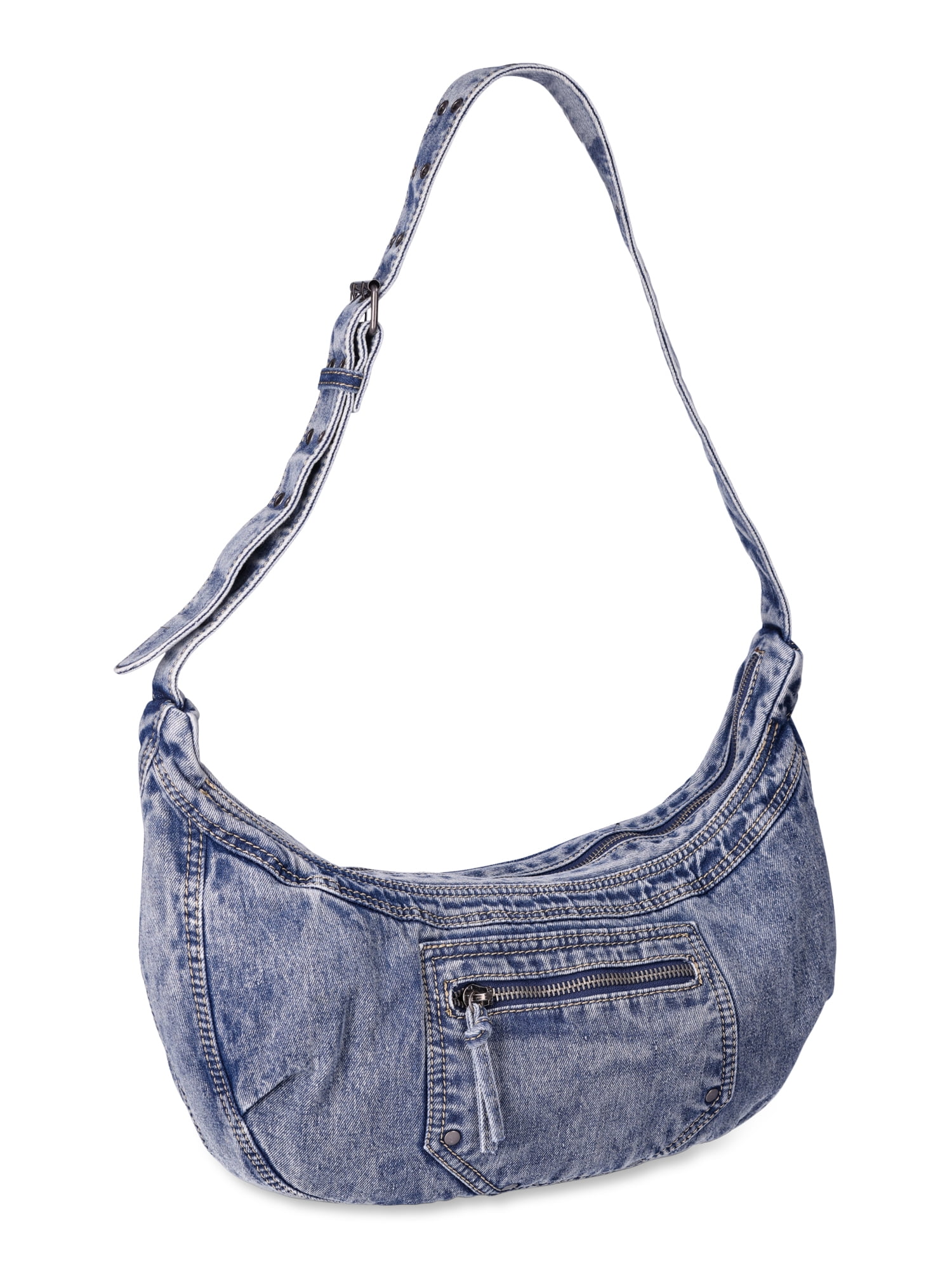 ★ ★ Women's Logo Denim Small Soft Hobo Bag 4F32 No Boundaries Women's Denim Hobo Bag - Walmart.com