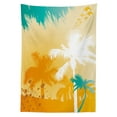 thumbnail image 3 of Ambesonne Tropic Tablecloth Rectangular Table Cover, Funky Retro Vivid Palms, 60"x90", Marigold Teal White, 3 of 4